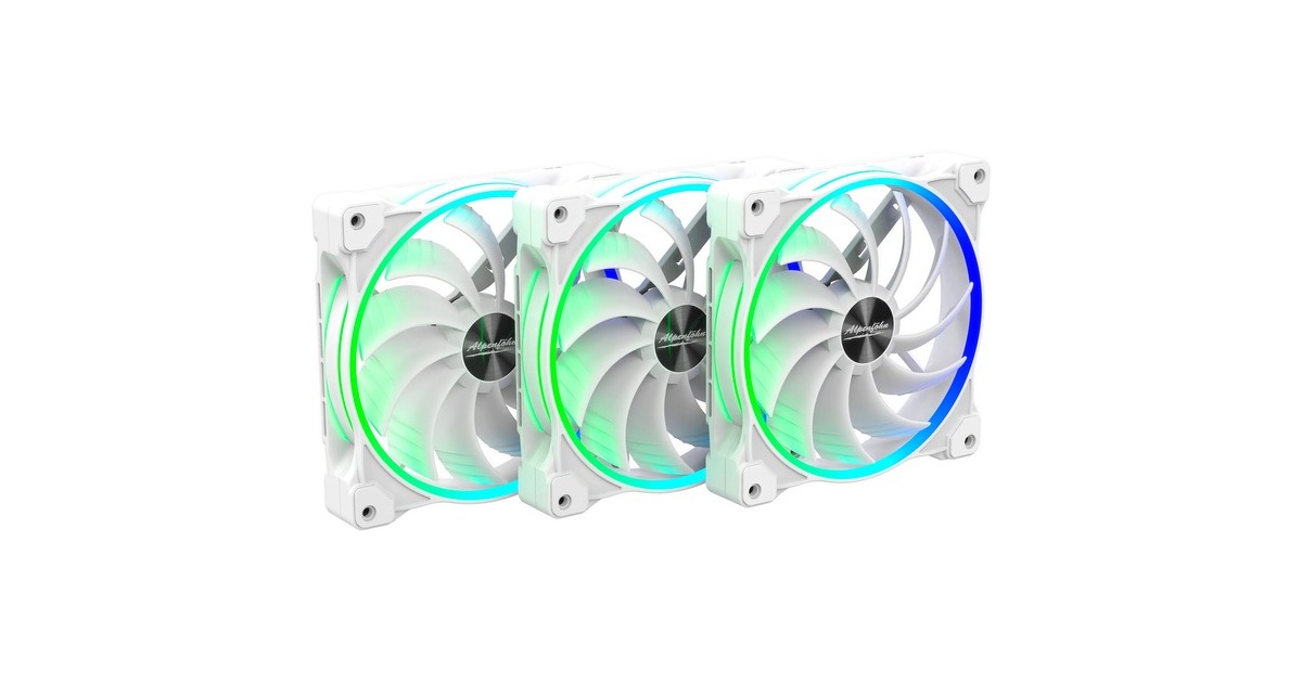 Alpenföhn Wing Boost 3 ARGB White Edition 140x140x25, Gehäuselüfter(weiß, 3er Pack, inkl. Fernbedienung, RF-Empfänger, RGB Splitter, PWM-Splitter)
