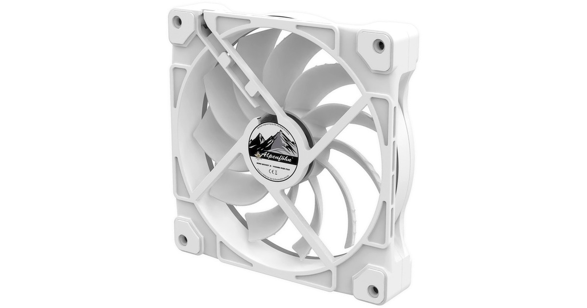 Alpenföhn Wing Boost 3 ARGB White Edition 140x140x25, Gehäuselüfter(weiß, 3er Pack, inkl. Fernbedienung, RF-Empfänger, RGB Splitter, PWM-Splitter)