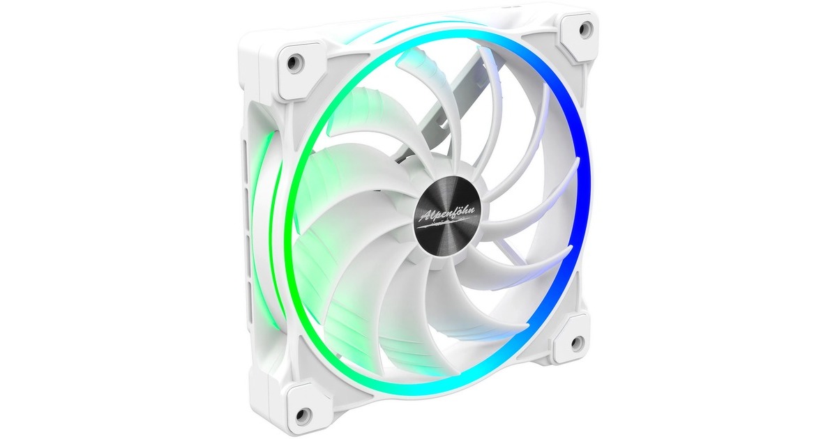 Alpenföhn Wing Boost 3 ARGB White Edition 140x140x25, Gehäuselüfter(weiß, 3er Pack, inkl. Fernbedienung, RF-Empfänger, RGB Splitter, PWM-Splitter)