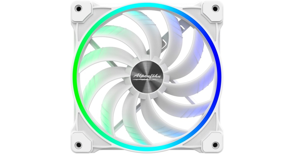 Alpenföhn Wing Boost 3 ARGB White Edition 140x140x25, Gehäuselüfter(weiß, 3er Pack, inkl. Fernbedienung, RF-Empfänger, RGB Splitter, PWM-Splitter)