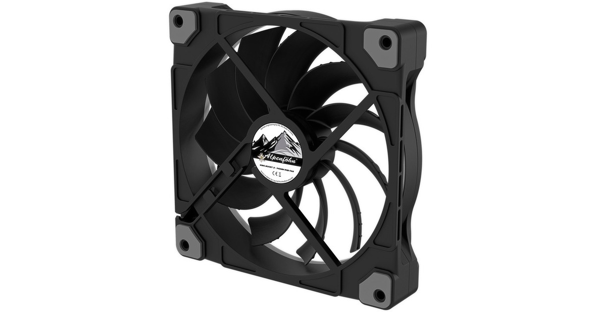 Alpenföhn Wing Boost 33er 140x140x25, Gehäuselüfter(schwarz, 3er Pack, inkl. Fernbedienung, RF-Empfänger, ARGB Splitter, PWM-Splitter)