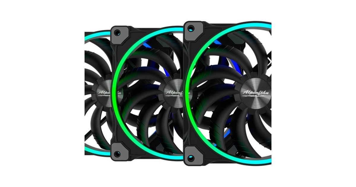 Alpenföhn Wing Boost 33er 140x140x25, Gehäuselüfter(schwarz, 3er Pack, inkl. Fernbedienung, RF-Empfänger, ARGB Splitter, PWM-Splitter)
