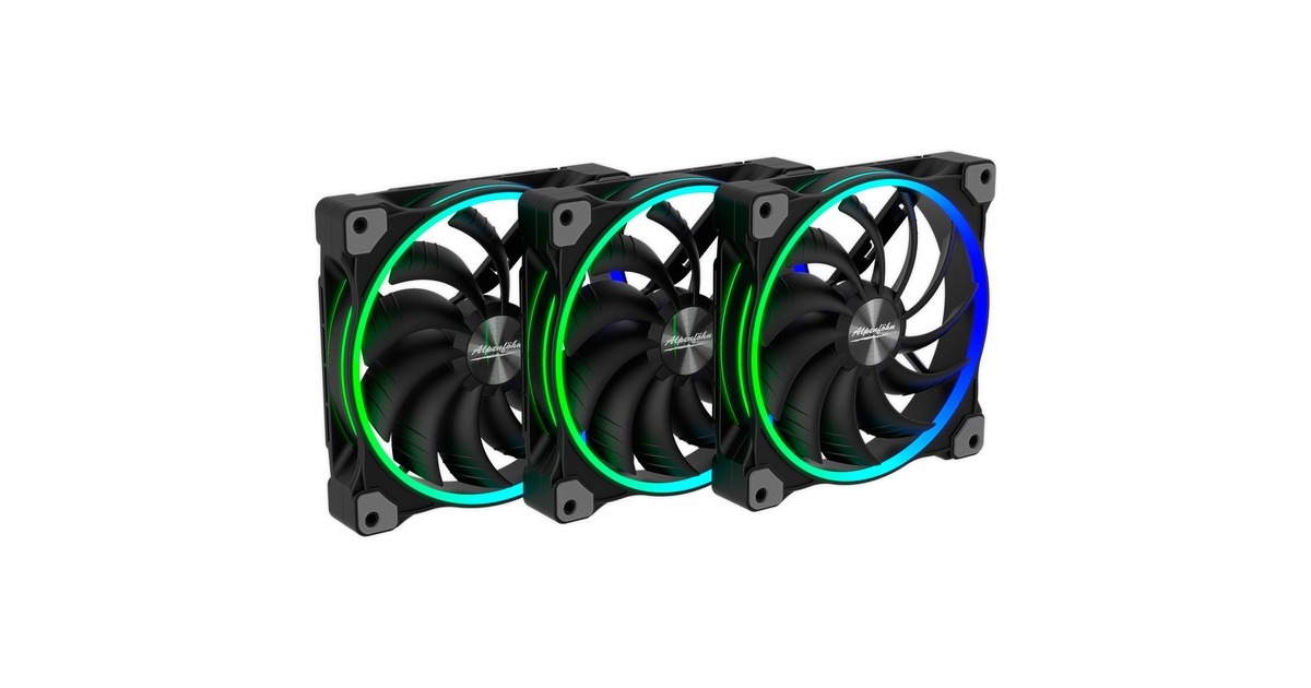 Alpenföhn Wing Boost 33er 140x140x25, Gehäuselüfter(schwarz, 3er Pack, inkl. Fernbedienung, RF-Empfänger, ARGB Splitter, PWM-Splitter)