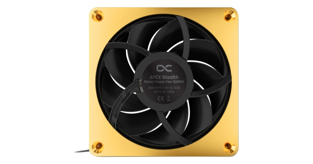 Alphacool Apex Stealth Metal Power 120mm Lüfter 3000rpm, Gehäuselüfter(gold/schwarz)