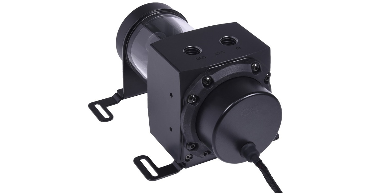Alphacool Core 100 Aurora Reservoir Acetal/Acryl mit VPP Apex Pumpe(schwarz, Ausgleichsbehälter mit Pumpe)
