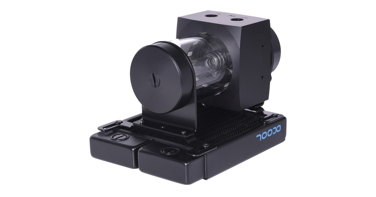 Alphacool Core 100 Aurora Reservoir Acetal/Acryl mit VPP Apex Pumpe(schwarz, Ausgleichsbehälter mit Pumpe)