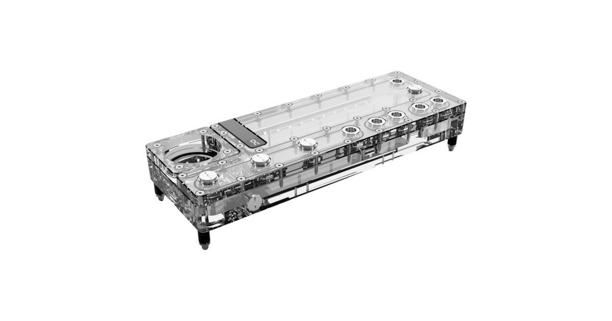Alphacool Core Distro Plate 360 Rechts VPP/D5, Verteiler(transparent/silber, integrierter Ausgleichsbehälter)