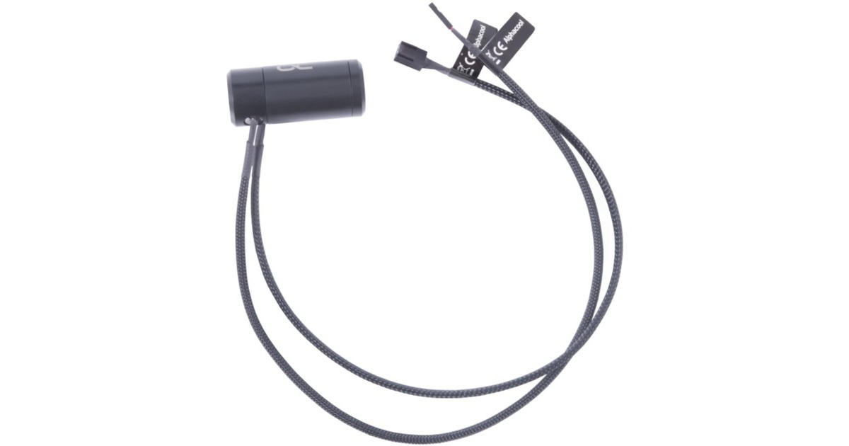 Alphacool ES Durchfluss- und Temperatursensor "HighFlow" mit Tachosignal(schwarz)