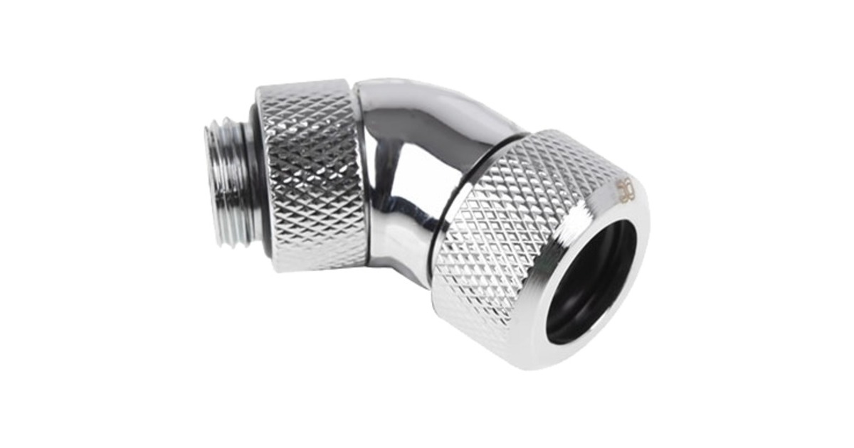 Alphacool Eiszapfen 13mm HardTube Anschraubtülle 45° drehbar, Verbindung(chrom, G1/4 für Acryl-Messingrohre - Chrome)
