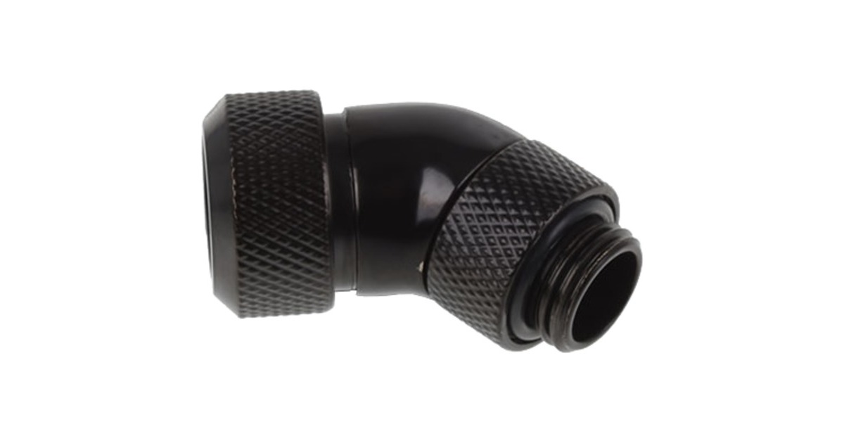 Alphacool Eiszapfen 13mm HardTube Anschraubtülle 45° drehbar, Verbindung(schwarz, G1/4 für Acryl-Messingrohre - Deep Black)