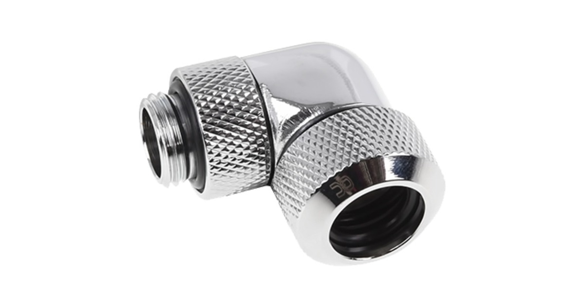 Alphacool Eiszapfen 13mm HardTube Anschraubtülle 90° drehbar, Verbindung(chrom, G1/4 für Acryl-Messingrohre - Chrome)