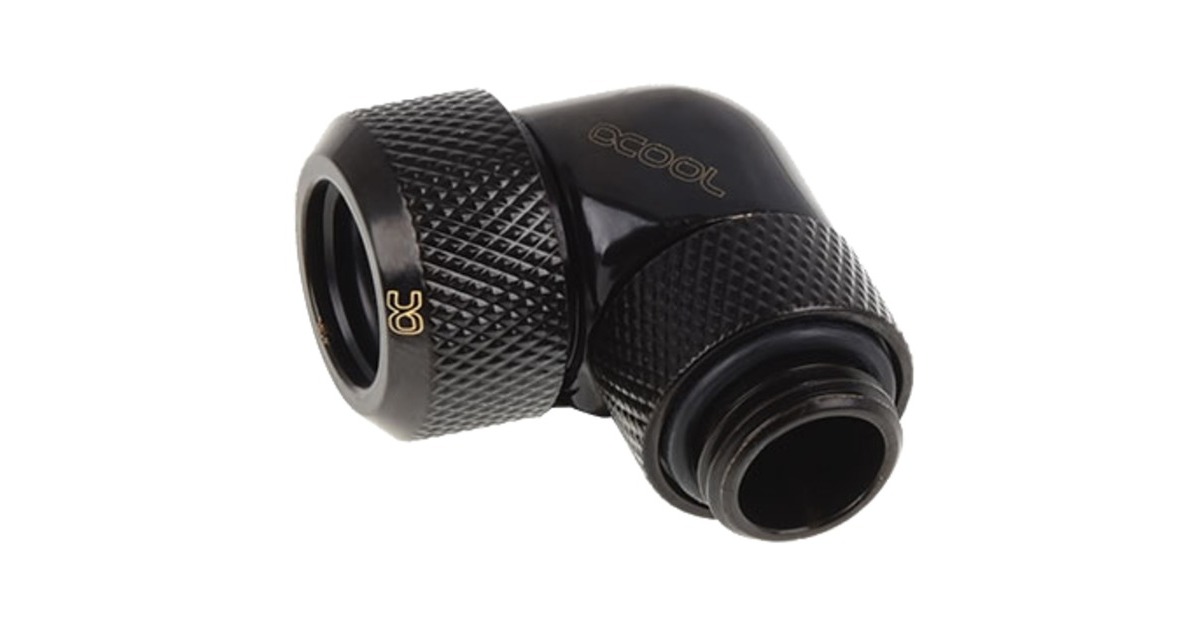 Alphacool Eiszapfen 13mm HardTube Anschraubtülle 90° drehbar, Verbindung(schwarz, G1/4 für Acryl-Messingrohre - Deep Black)