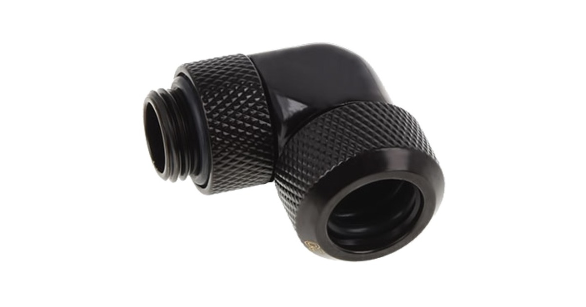 Alphacool Eiszapfen 13mm HardTube Anschraubtülle 90° drehbar, Verbindung(schwarz, G1/4 für Acryl-Messingrohre - Deep Black)