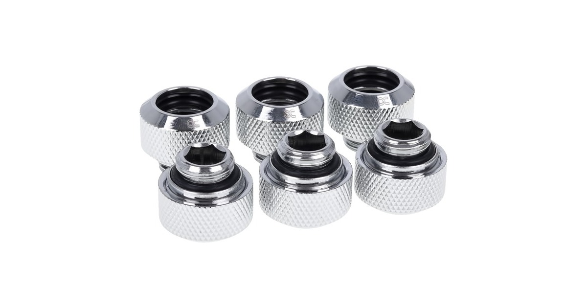 Alphacool Eiszapfen 13mm HardTube Anschraubtülle G1/4, Schrauben-Set(silber, für Acryl- Messingrohre, 6 Stück)