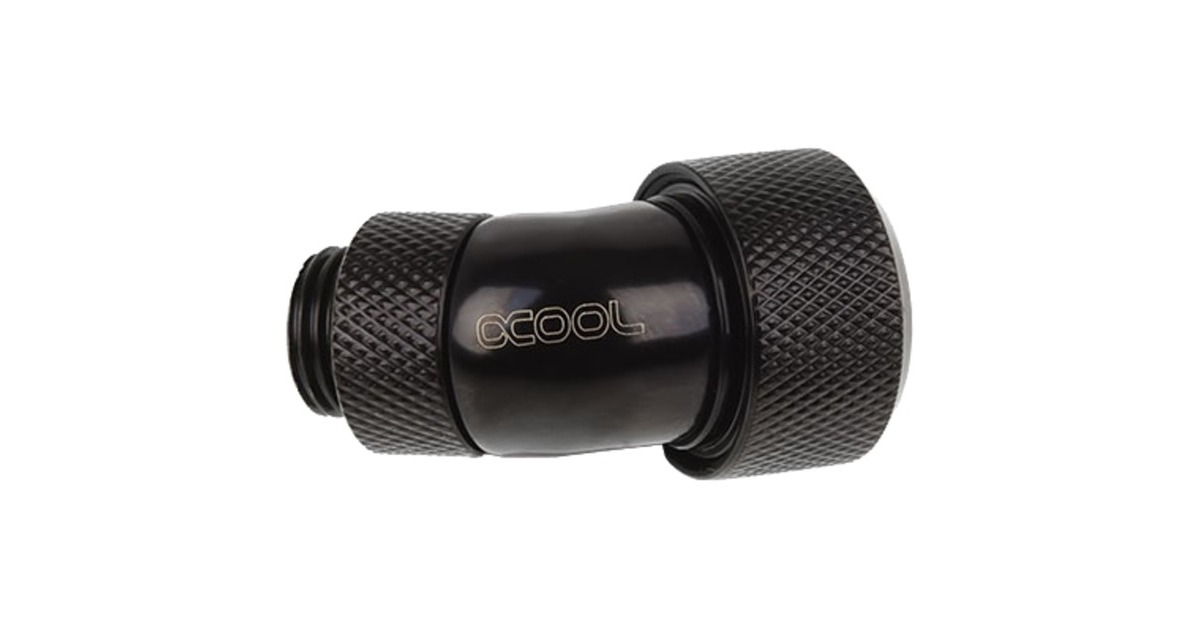 Alphacool Eiszapfen 16mm HardTube Anschraubtülle 45° drehbar, Verbindung(schwarz, G1/4 für Acryl-Messingrohre - Deep Black)