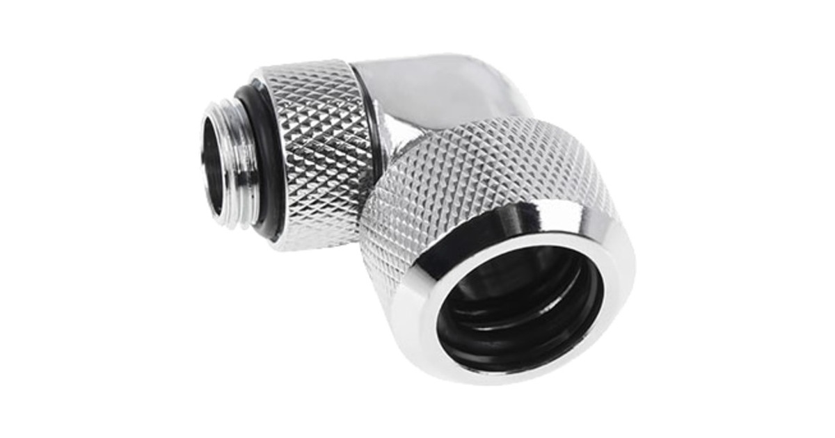 Alphacool Eiszapfen 16mm HardTube Anschraubtülle 90° drehbar, Verbindung(chrom, G1/4 für Acryl-Messingrohre - Chrome)