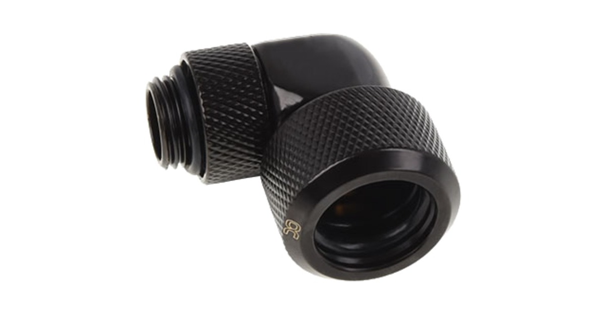 Alphacool Eiszapfen 16mm HardTube Anschraubtülle 90° drehbar, Verbindung(schwarz, G1/4 für Acryl-Messingrohre - Deep Black)