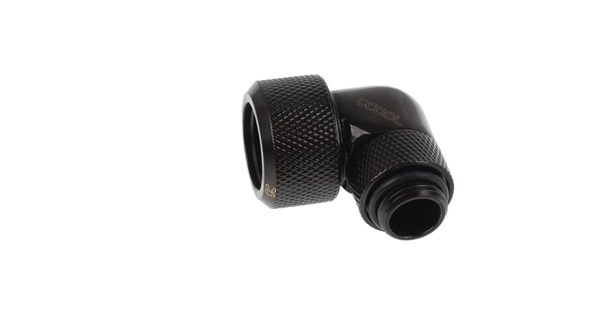 Alphacool Eiszapfen 16mm HardTube Anschraubtülle 90° drehbar, Verbindung(schwarz, G1/4 für Acryl-Messingrohre - Deep Black)