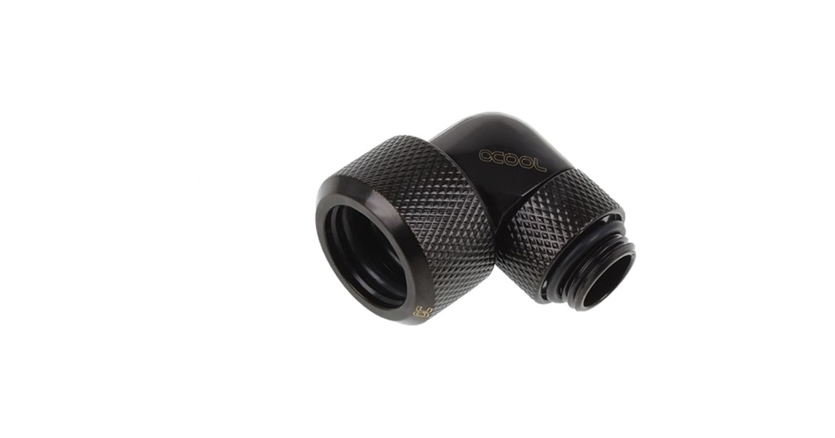 Alphacool Eiszapfen 16mm HardTube Anschraubtülle 90° drehbar, Verbindung(schwarz, G1/4 für Acryl-Messingrohre - Deep Black)