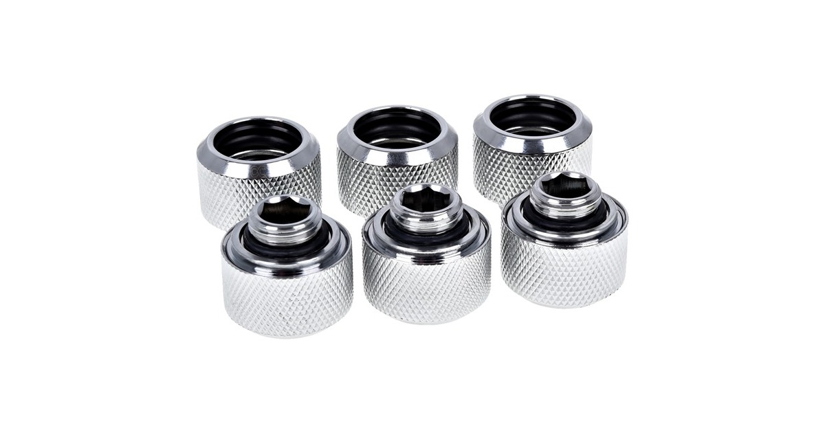 Alphacool Eiszapfen 16mm HardTube Anschraubtülle G1/4, Schrauben-Set(silber, für Acryl- Messingrohre, 6 Stück)