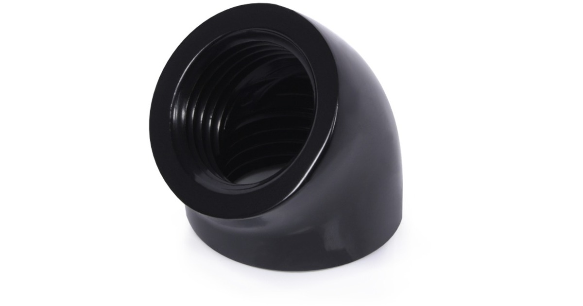 Alphacool Eiszapfen L-Verbinder 45° G1/4 IG auf G1/4 IG - schwarz, Verbindung(schwarz)