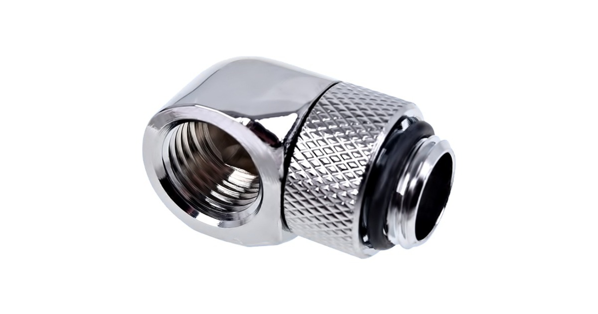Alphacool Eiszapfen L-Verbinder, Anschlüsse(chrom, 360° drehbar)