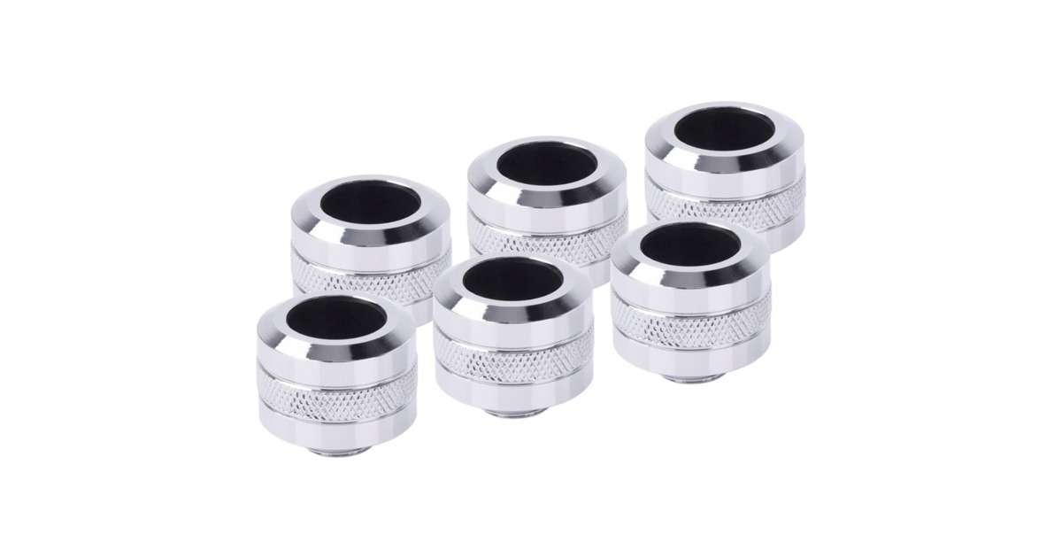 Alphacool Eiszapfen PRO 16mm HardTube Fitting G1/4 - Chrome Sixpack, Verbindung(chrom, 6 Stück)