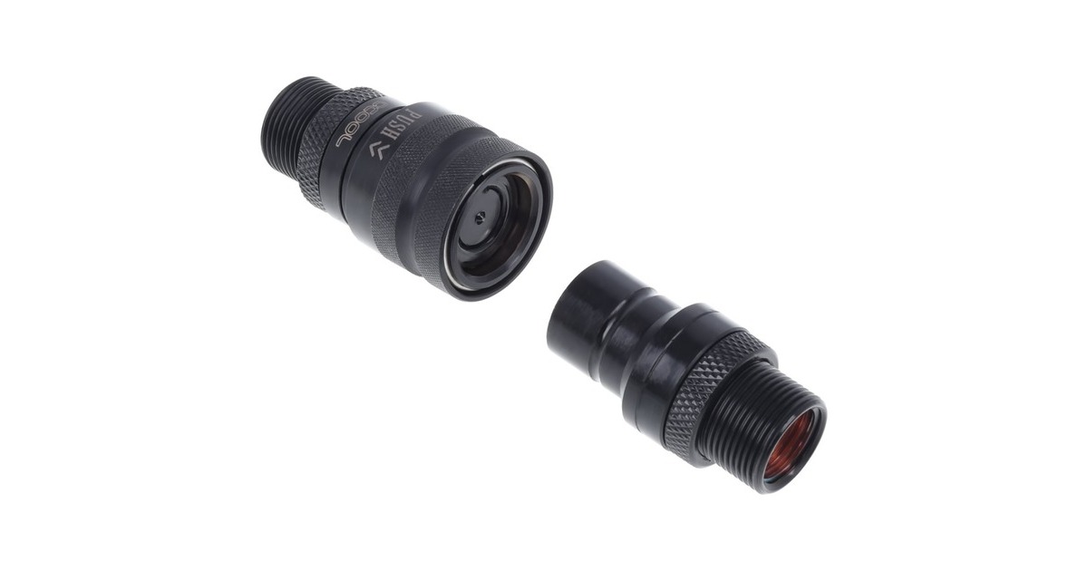 Alphacool Eiszapfen Schnellverschlusskupplungsset mit Doppel Schottverschraubung G1/4 IG - Deep Black, Verbindung(schwarz (matt), für weiche Schläuche (PVC, Silikon, Neoprene))