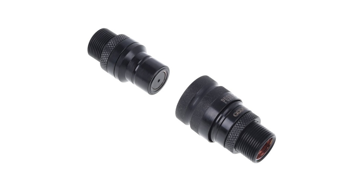 Alphacool Eiszapfen Schnellverschlusskupplungsset mit Doppel Schottverschraubung G1/4 IG - Deep Black, Verbindung(schwarz (matt), für weiche Schläuche (PVC, Silikon, Neoprene))