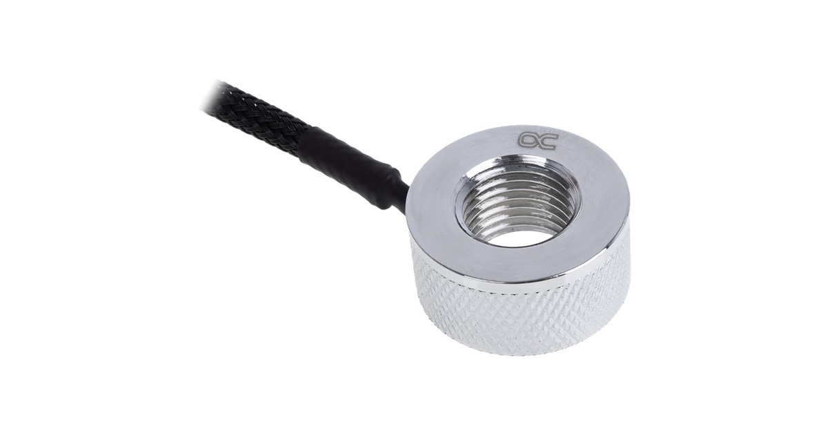 Alphacool Eiszapfen Temperatursensor G1/4 IG/IG(chrom, mit AG Adapter - Chrome)