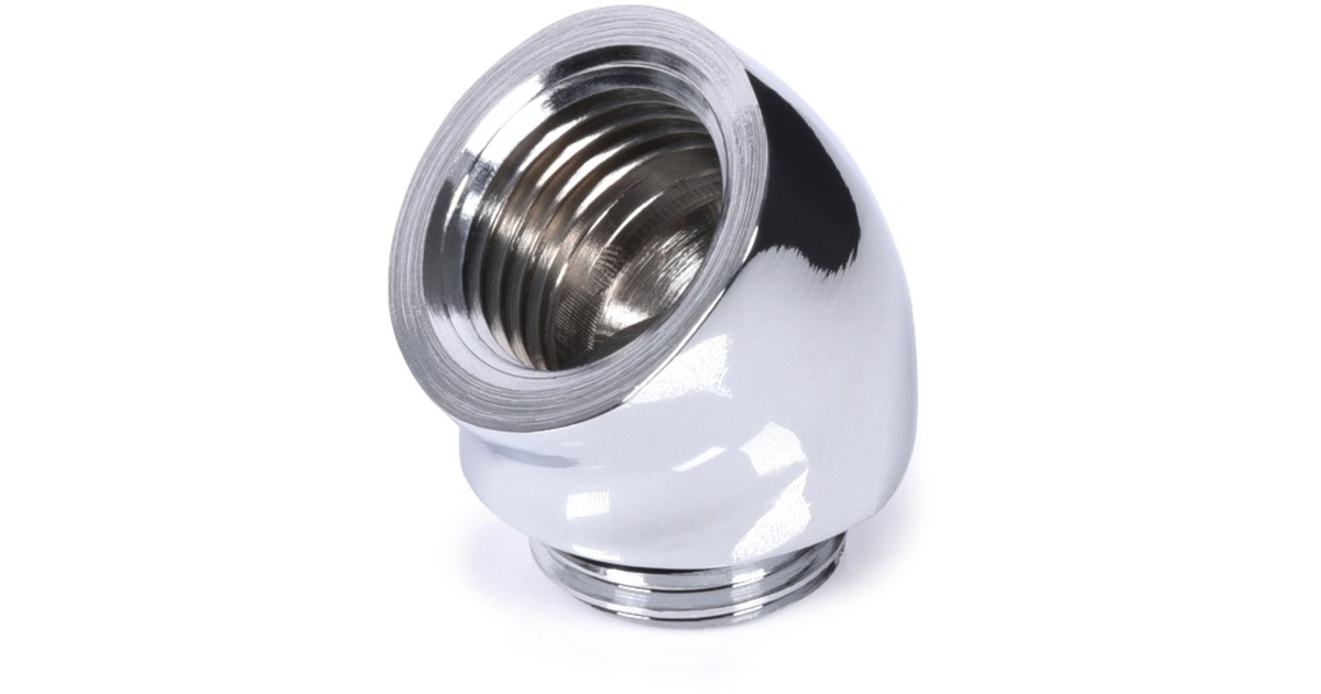 Alphacool Eiszapfen Winkeladapter 45° G1/4 AG auf G1/4 IG - chrome, Verbindung(chrom)