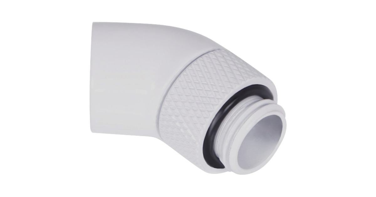 Alphacool Eiszapfen Winkeladapter 45° drehbar G1/4 AG auf G1/4 IG - White, Anschlüsse(weiß)