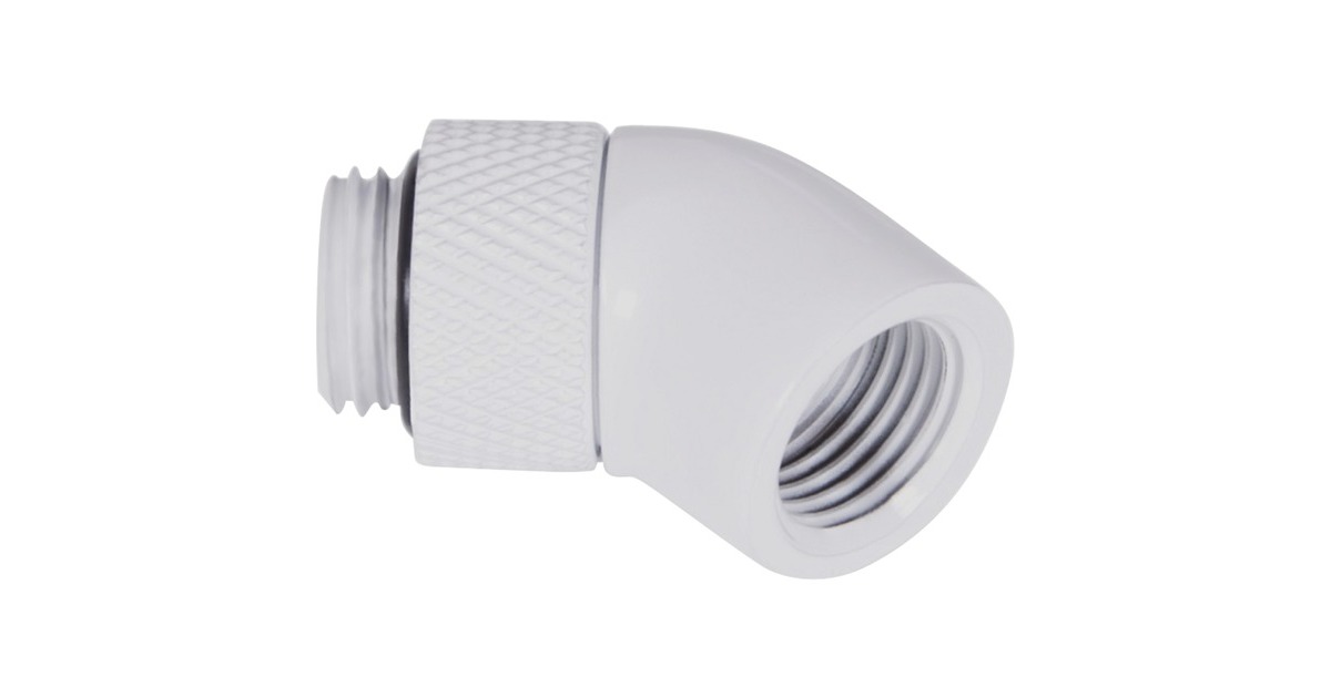 Alphacool Eiszapfen Winkeladapter 45° drehbar G1/4 AG auf G1/4 IG - White, Anschlüsse(weiß)