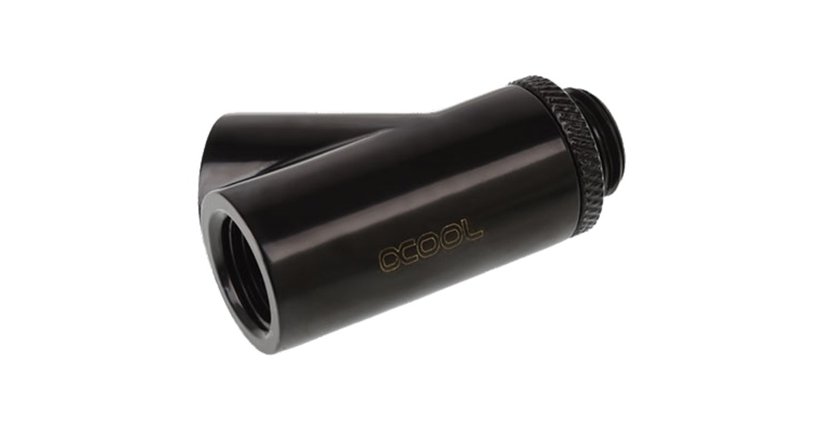 Alphacool Eiszapfen Y-Verbinder 45° - G1/4 drehbar, Verbindung(schwarz, 2x Innen 1x Außengewinde - Deep Black)