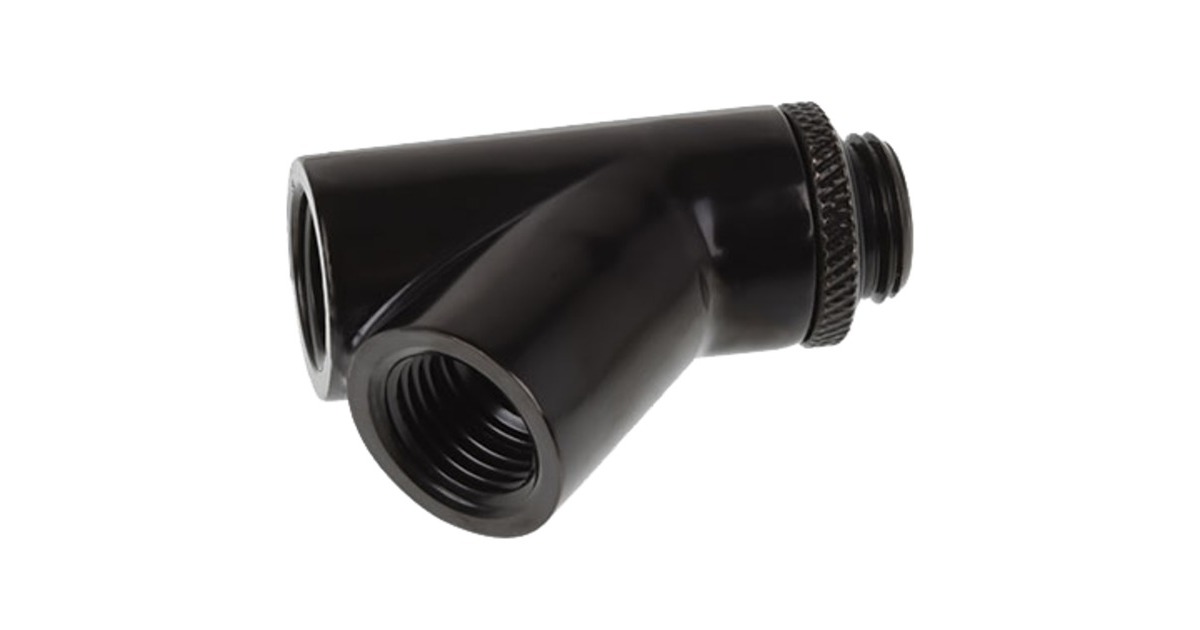 Alphacool Eiszapfen Y-Verbinder 45° - G1/4 drehbar, Verbindung(schwarz, 2x Innen 1x Außengewinde - Deep Black)