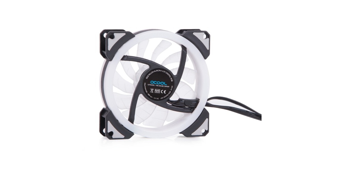 Alphacool Eiszyklon Aurora LUX Digital RGB 92x92x25mm, Gehäuselüfter(transparent/schwarz)