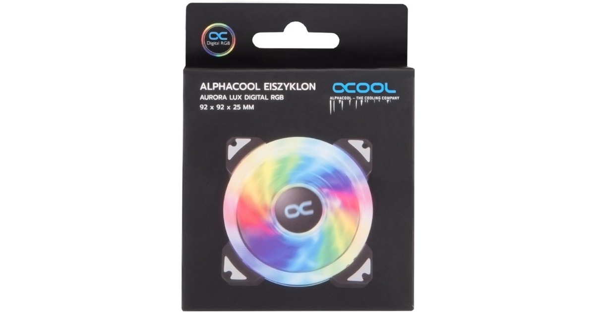 Alphacool Eiszyklon Aurora LUX Digital RGB 92x92x25mm, Gehäuselüfter(transparent/schwarz)