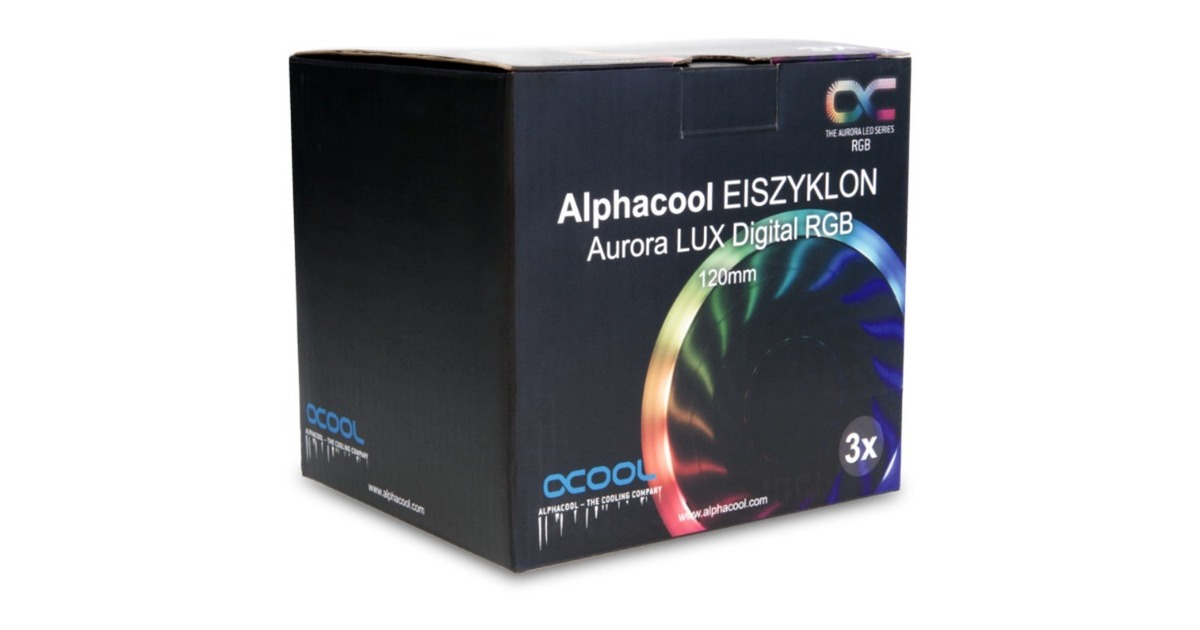 Alphacool Eiszyklon Aurora LUX Digital RGB - 3er Kit 120x120x25mm, Gehäuselüfter(3er Pack, inkl. Digital RGB LED Controller)