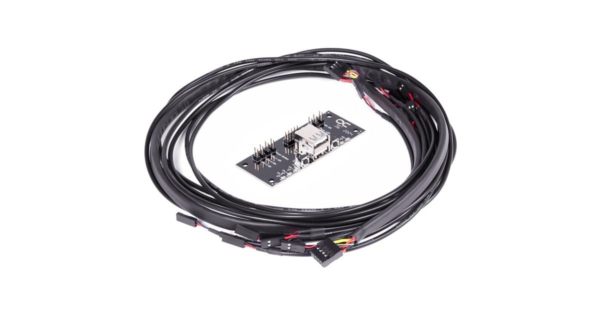 Alphacool Front I/O-Panel mit USB 2.0/ und Kabelsatz, Frontpanel(für Servergehäuse)