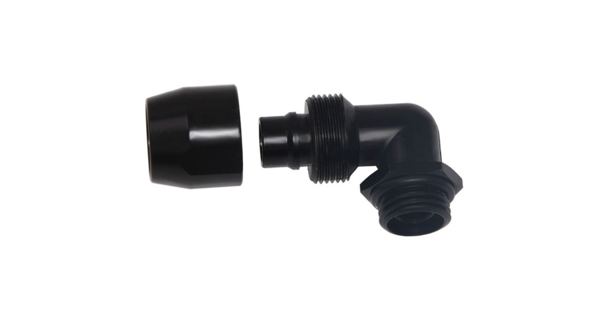 Alphacool HF Anschraubtülle TPV Metall - 90°, Verbindung(schwarz, gewinkelt)