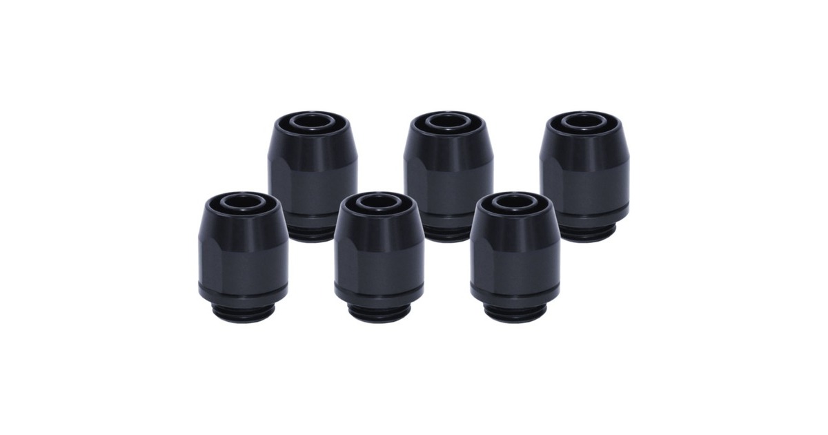 Alphacool HF Anschraubtülle TPV Metall - Gerade - Black, Verbindung(schwarz (matt), 6er Kit)