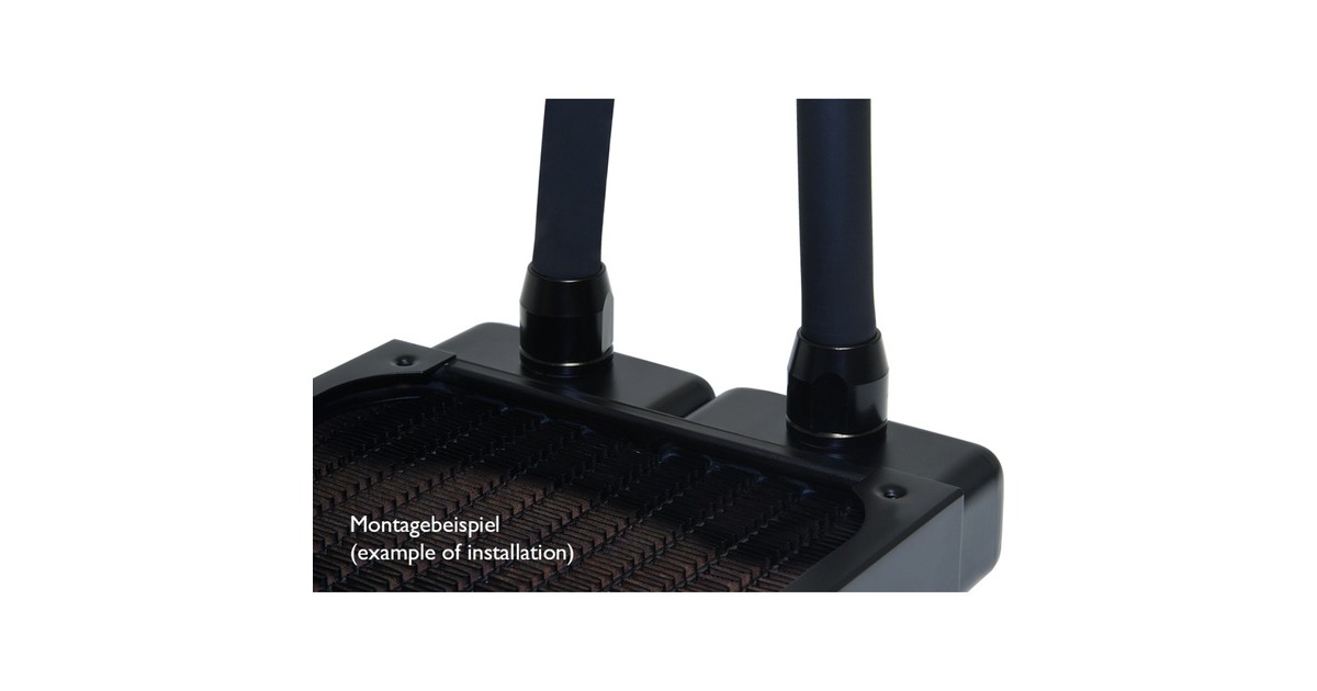 Alphacool HF Anschraubtülle TPV Metall - Gerade - Black, Verbindung(schwarz (matt), 6er Kit)