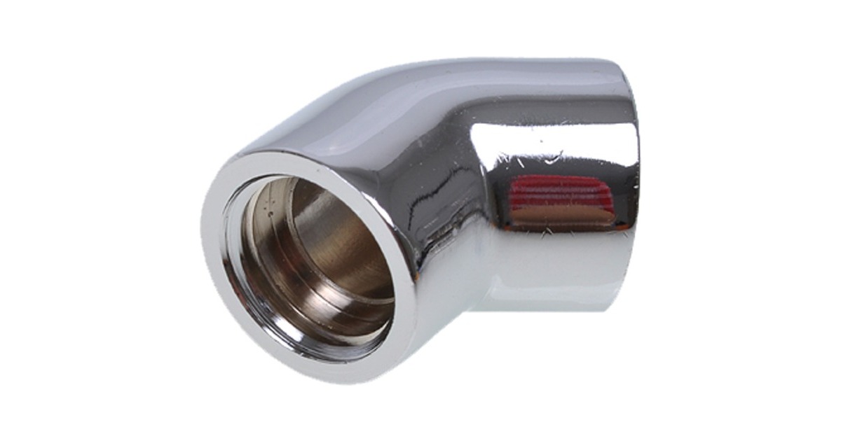 Alphacool HF L-Verbinder 45° G1/4 IG auf G1/4 IG - Chrome, Verbindung(chrom, für weiche Schläuche (PVC, Silikon, Neoprene))