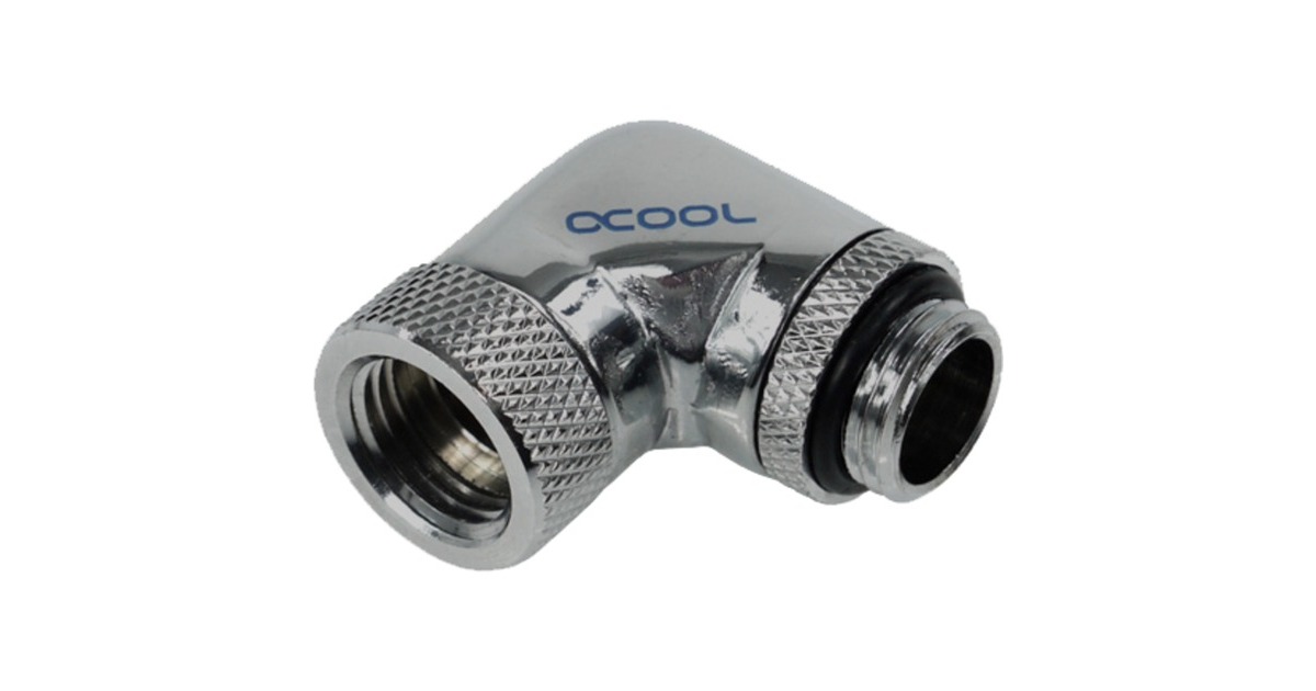 Alphacool HF Winkeladapter 90° drehbar G1/4 AG auf G1/4 IG - Chrome, Verbindung(chrom)