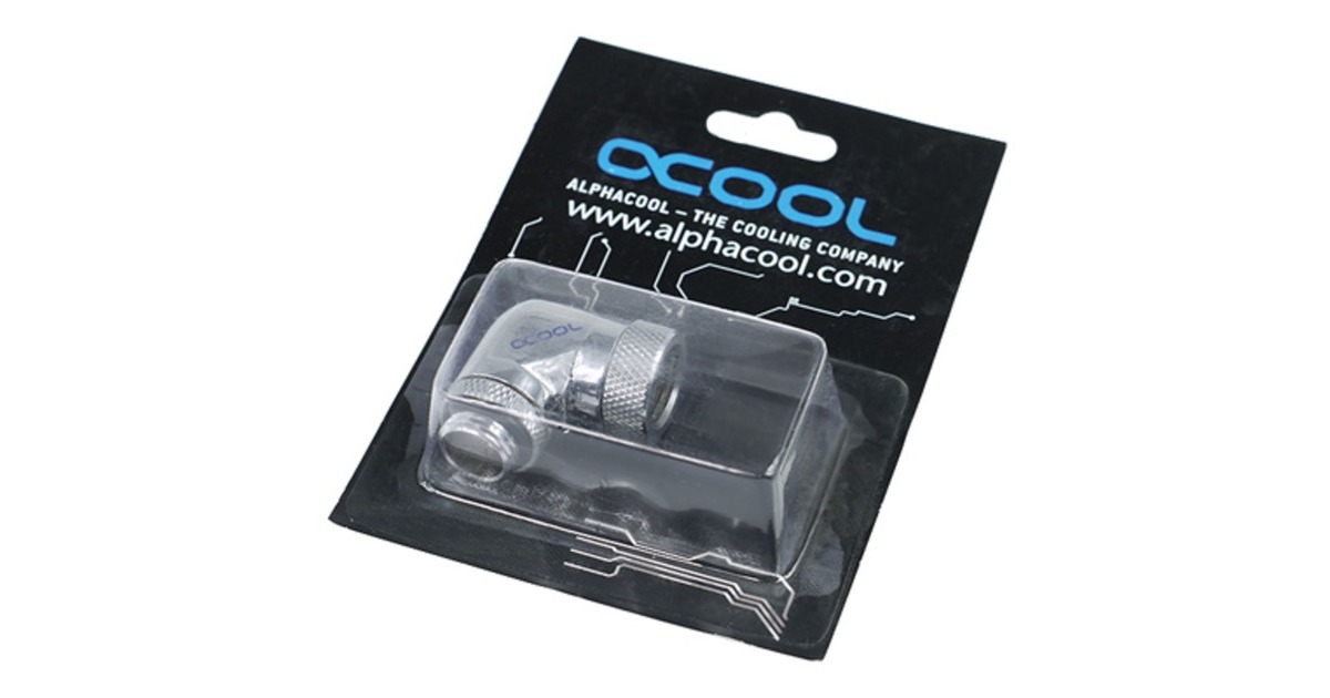 Alphacool HF Winkeladapter 90° drehbar G1/4 AG auf G1/4 IG - Chrome, Verbindung(chrom)