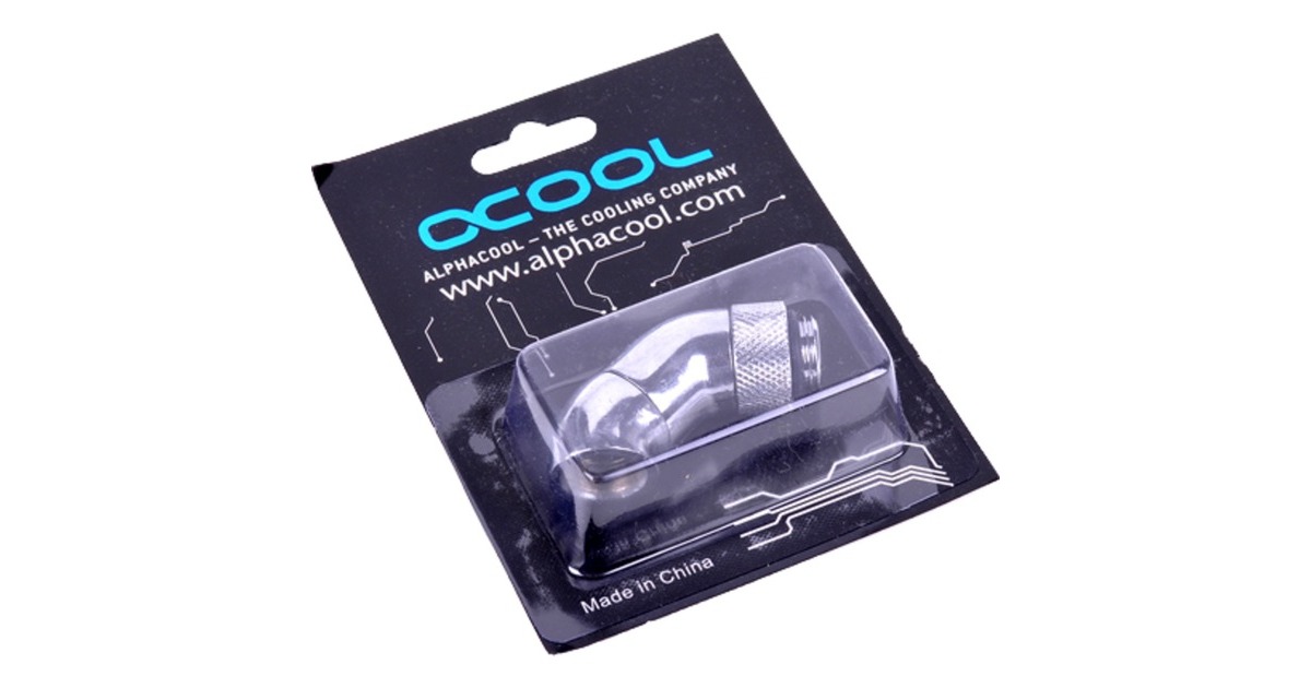 Alphacool HF Winkeladapter Doppel-45° drehbar G1/4 AG auf G1/4 IG - Chrome, Verbindung(chrom, für weiche Schläuche (PVC, Silikon, Neoprene))