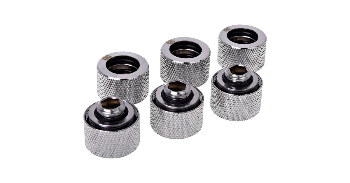 Alphacool HT 16mm HardTube Anschraubtülle G1/4, Verbindung(chrom, 6 Stück)