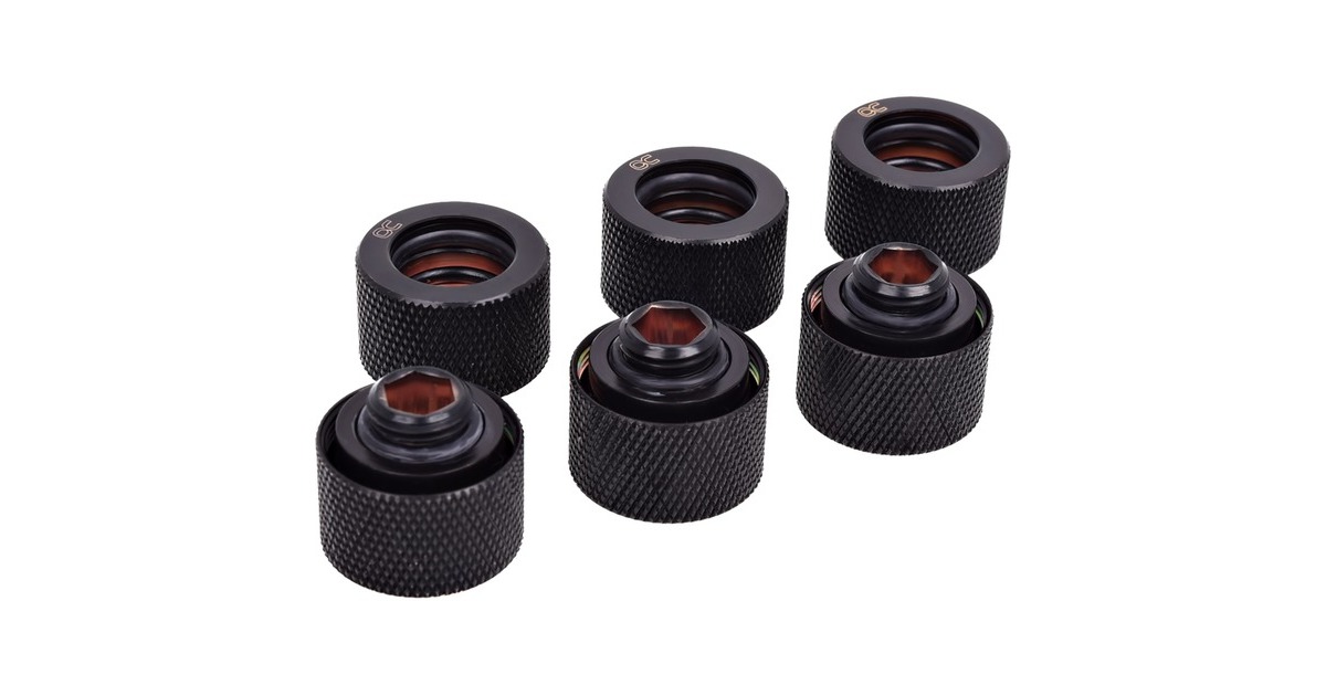 Alphacool HT 16mm HardTube Anschraubtülle G1/4, Verbindung(schwarz, 6 Stück)