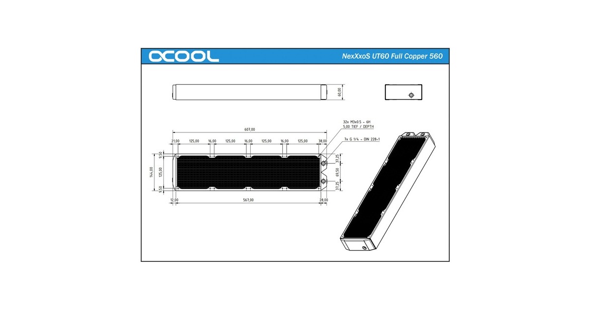 Alphacool NexXxoS UT60 Full Copper 560mm Radiator(schwarz)
