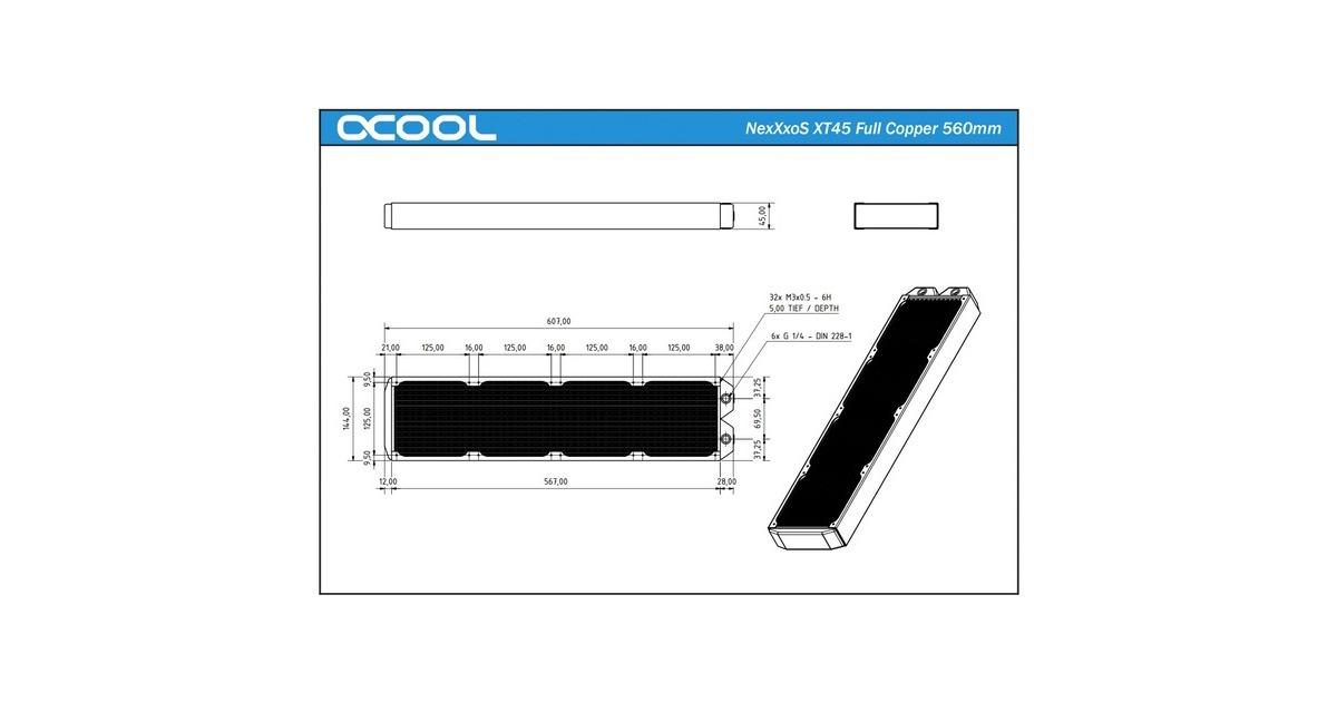 Alphacool NexXxoS XT45 Full Copper 560mm Radiator(schwarz)
